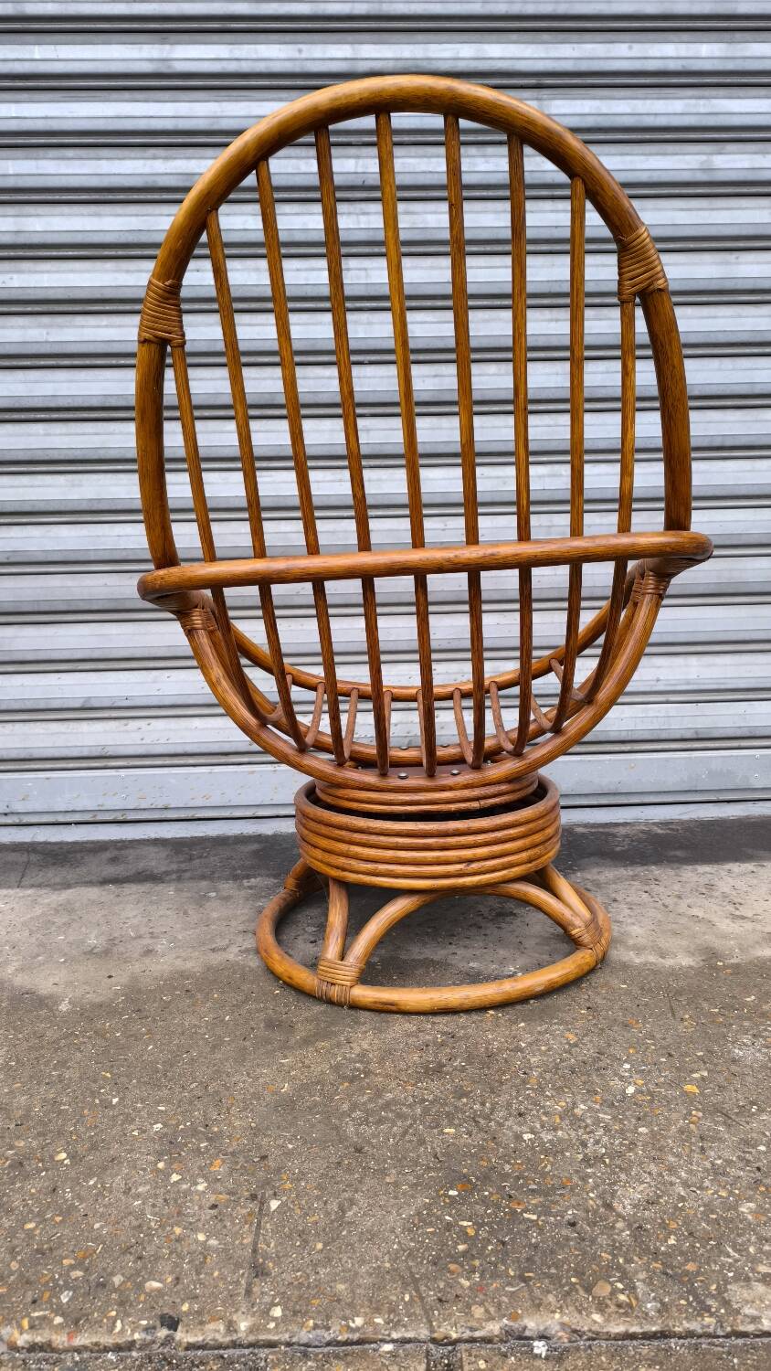 60s Swivel Rattan Armchair