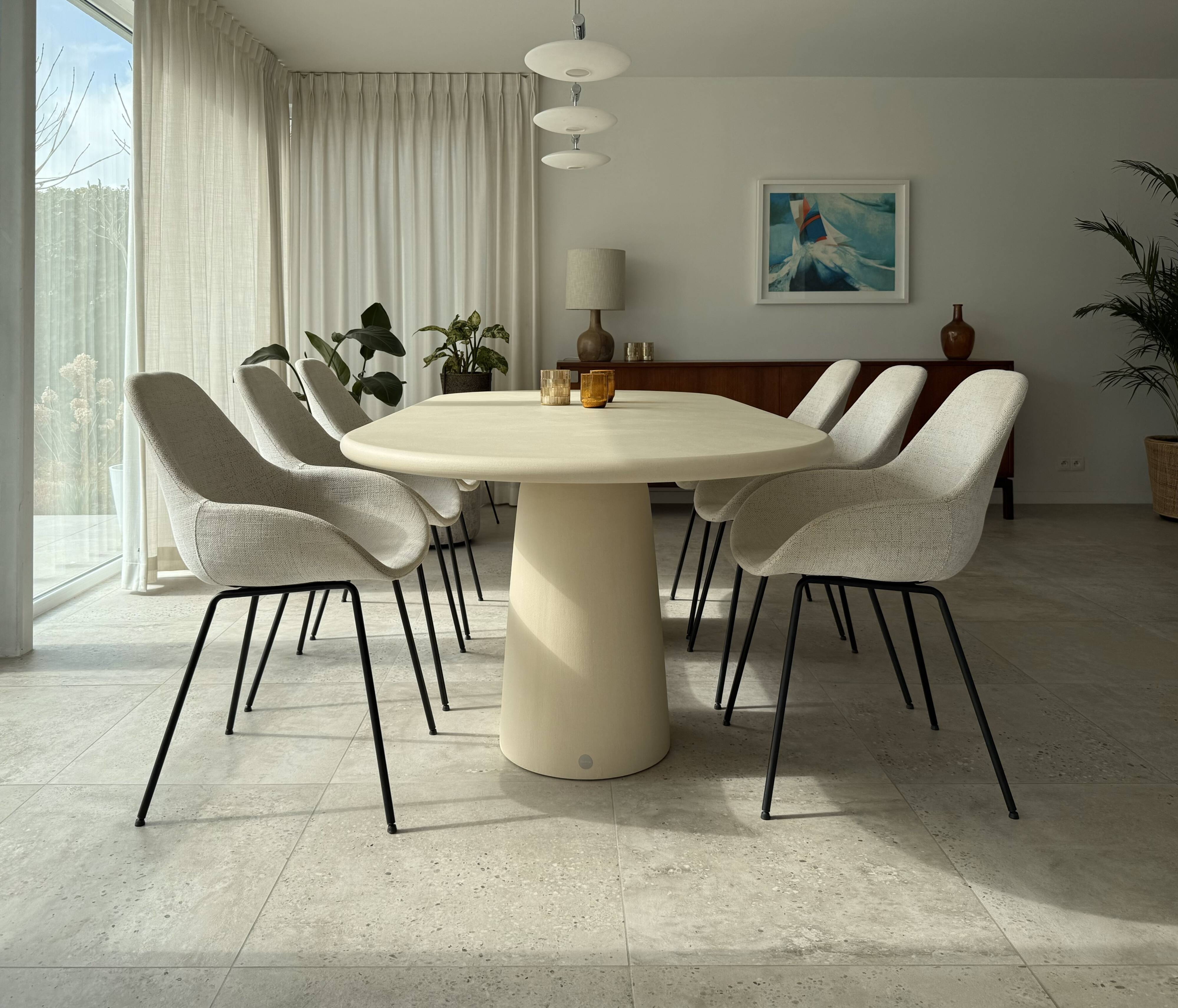 Handmade Contemporary Textured Premium Plaster Dining Table - Customizable