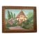 Small painting of a flowered house in oil on cardboard.