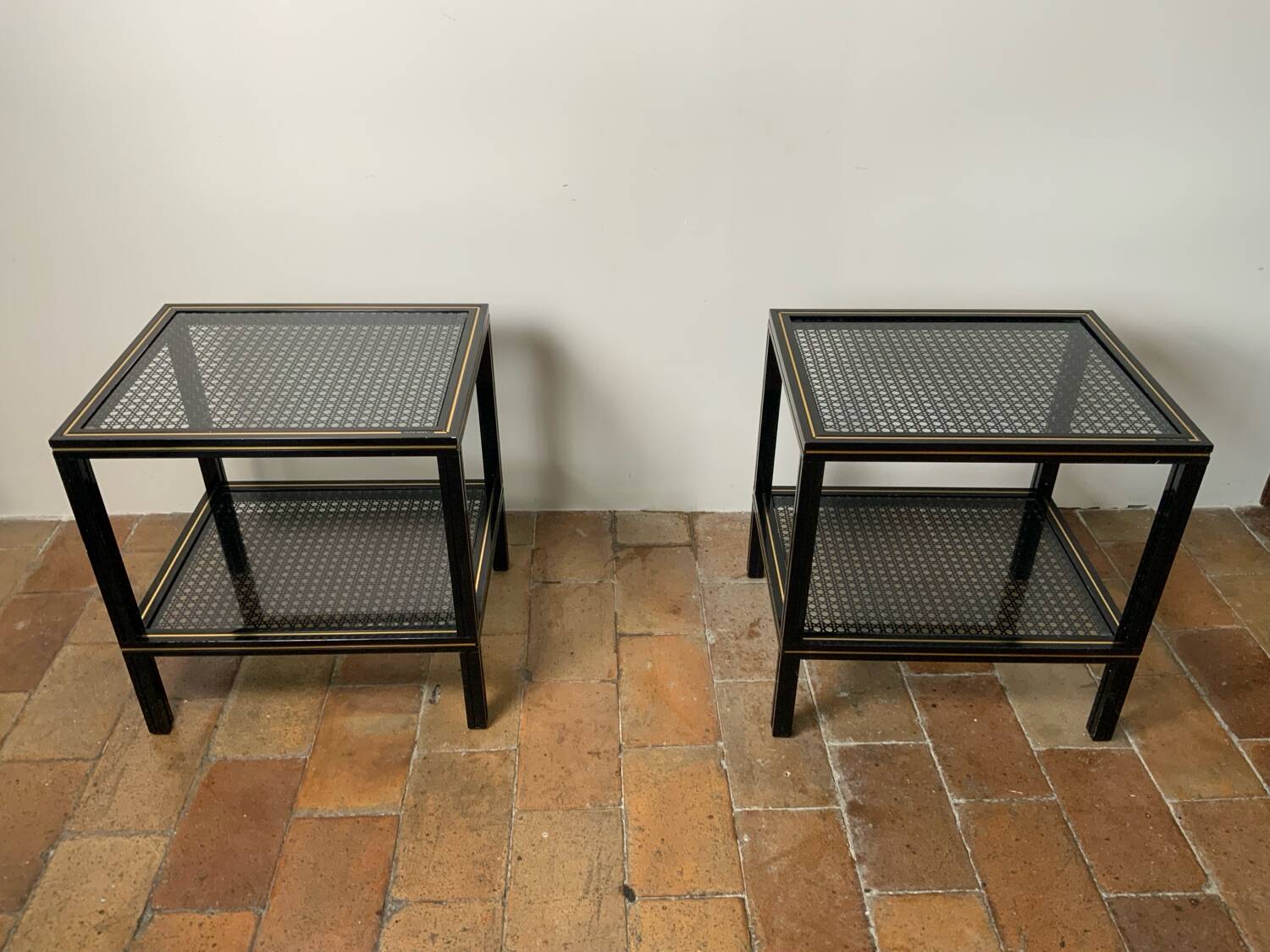 Paire de tables d’appoint vintage 70 Pierre Vandel