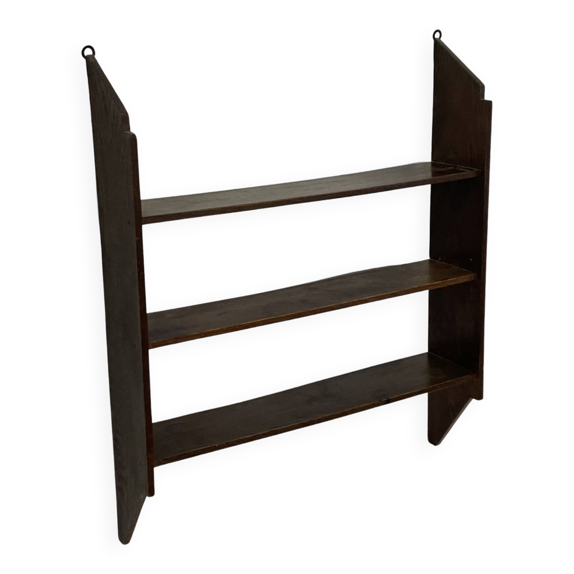 Vintage wooden wall shelve rack bookshelf in oak