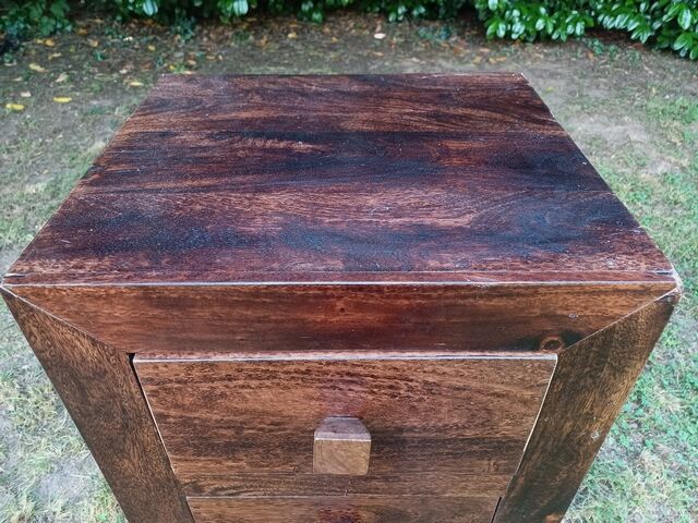 High chest of drawers in exotic rosewood solid wood with 5 drawers