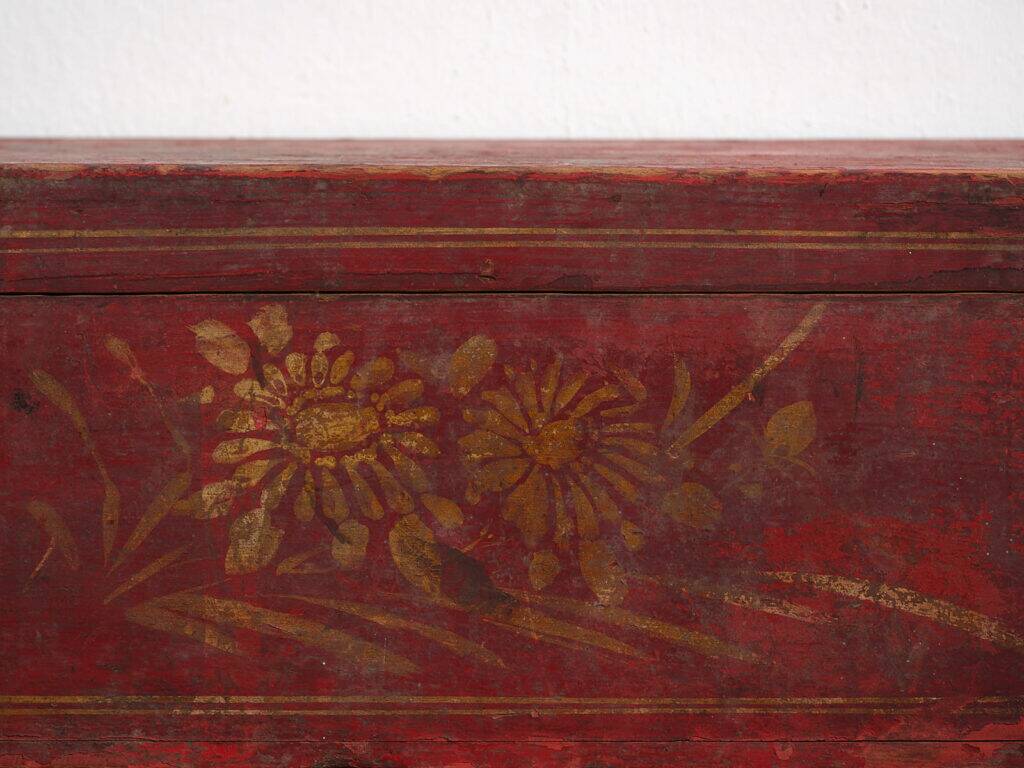 Small ancient garnet red chest (c.1900) #43