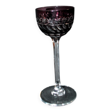 Verre à liqueur ancien metra cristal doublé violine roemer overlay, saint-louis