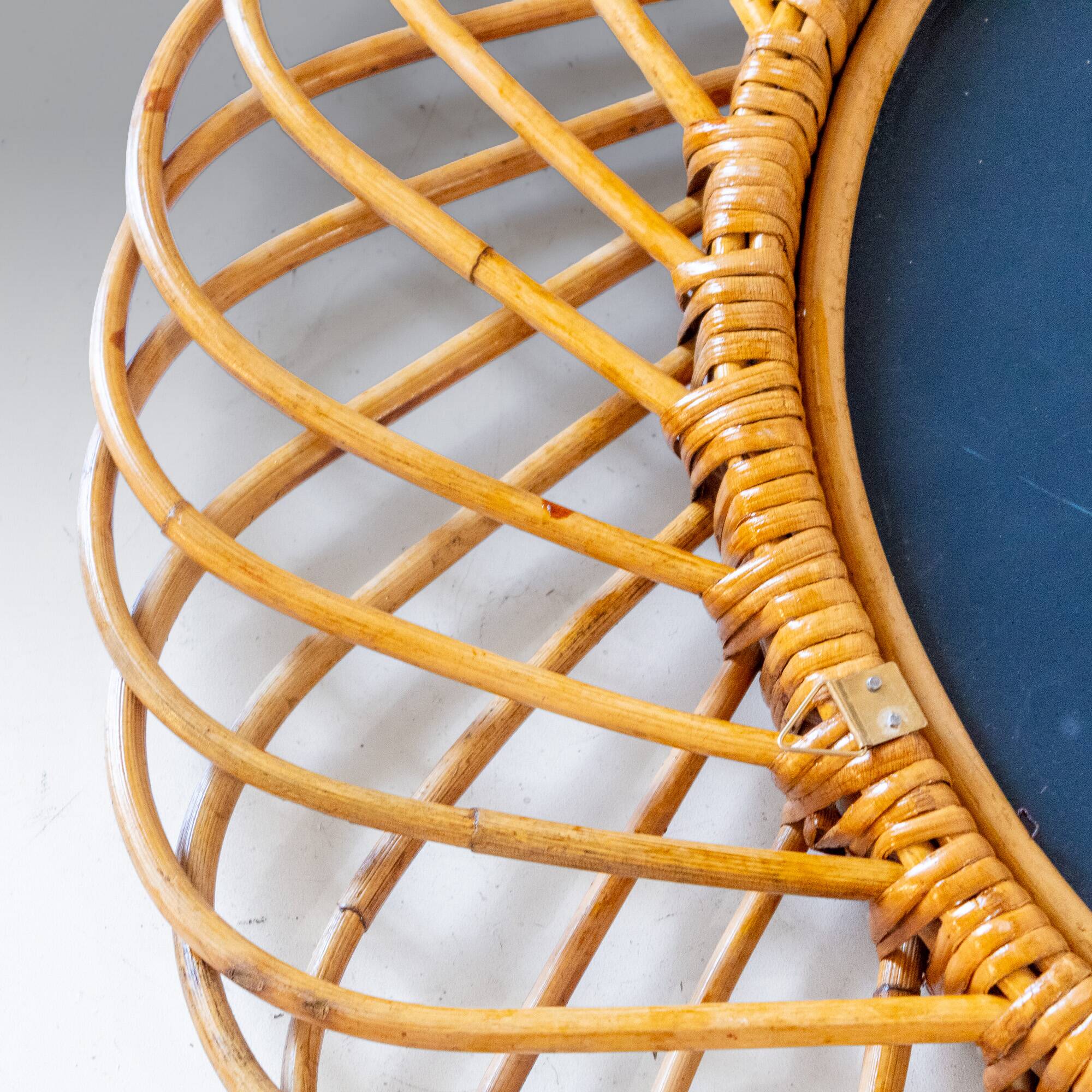 Mid- Century Modern Sunburst Bamboo Mirror, Franco Albini, Italy 1960s