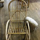 Rocking flesh in bamboo rattan and vintage wicker 1950