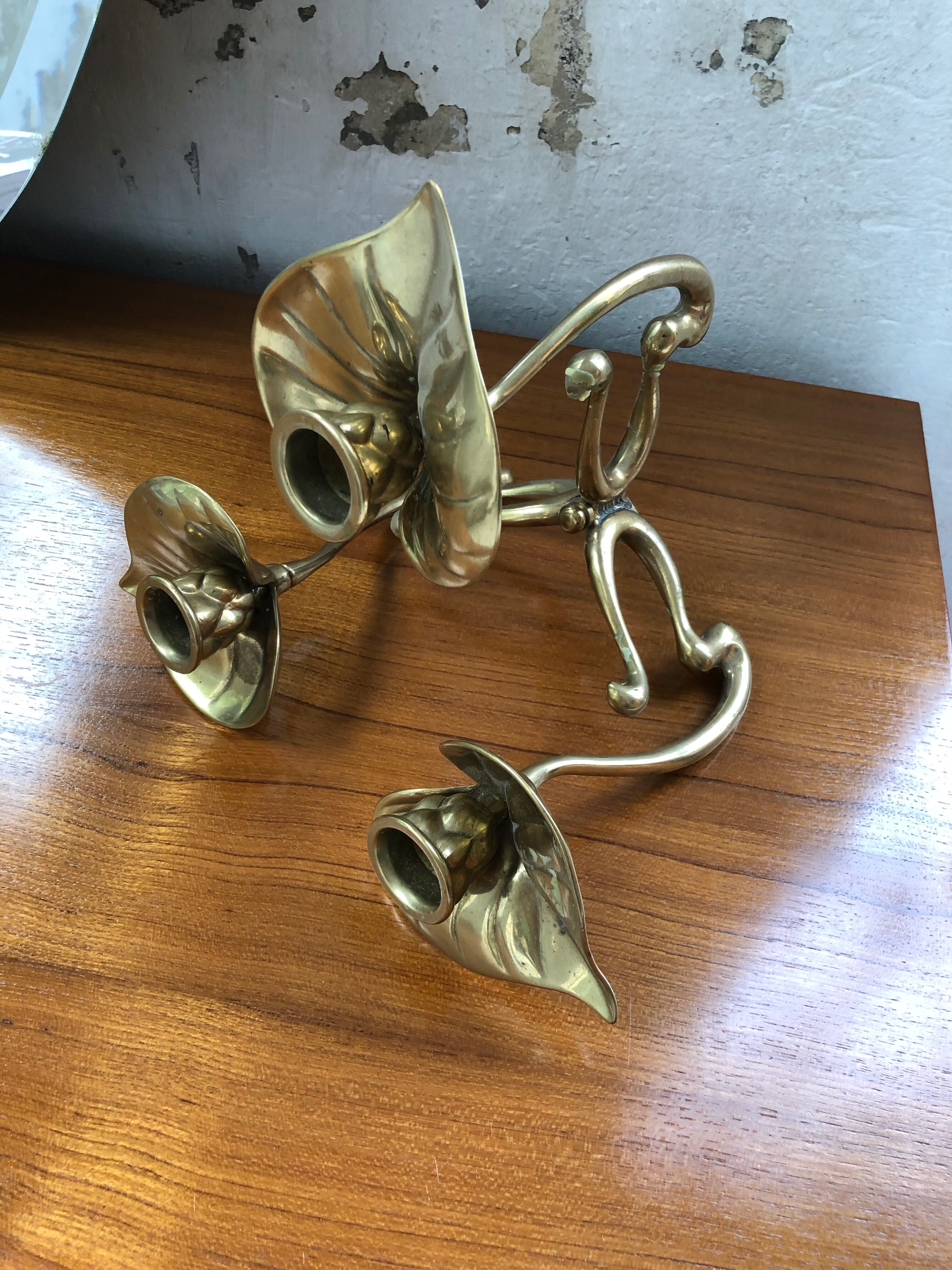 Large candlestick brass flowers