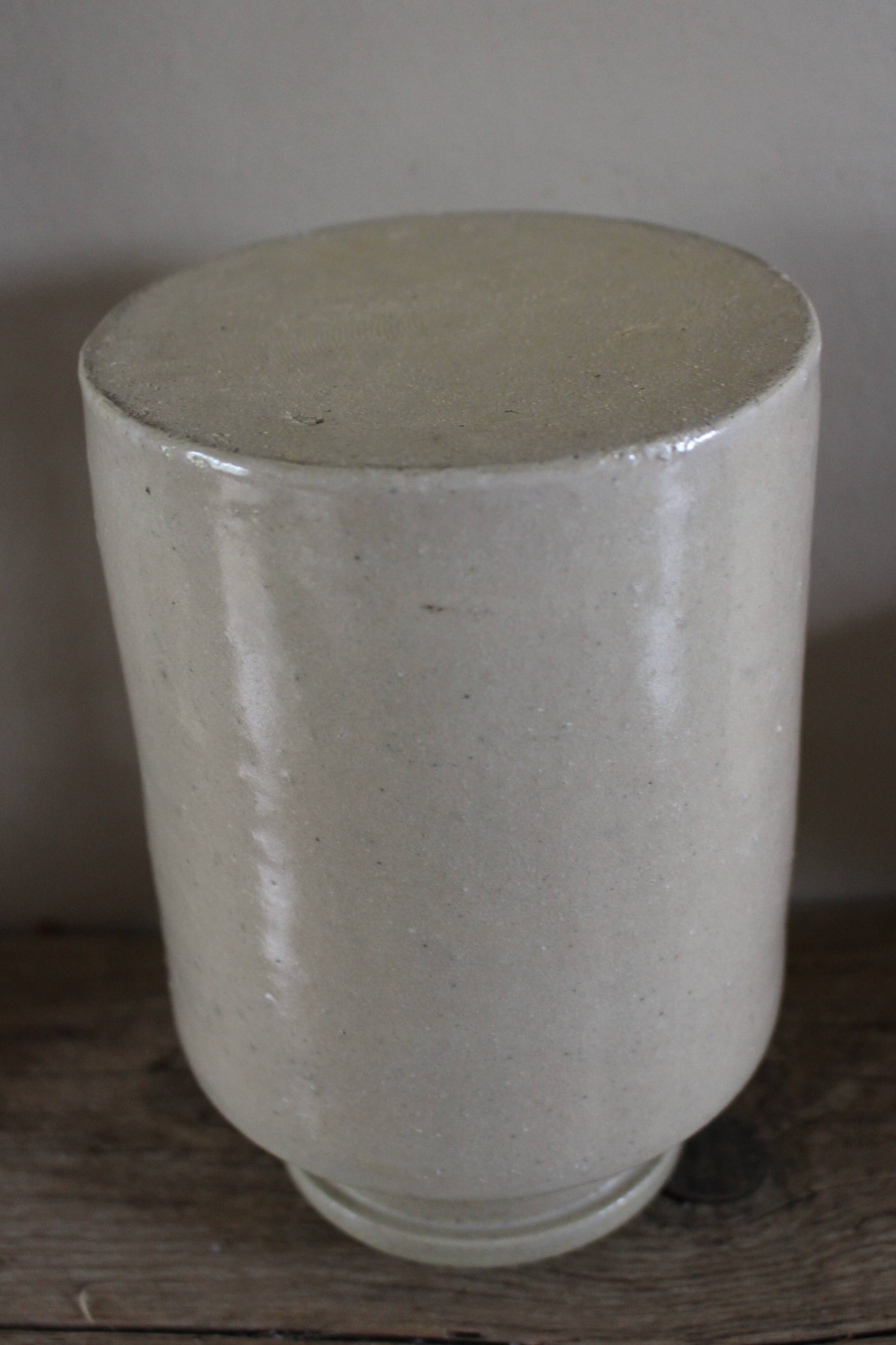 Vase, pot en grès vernissé grège vintage