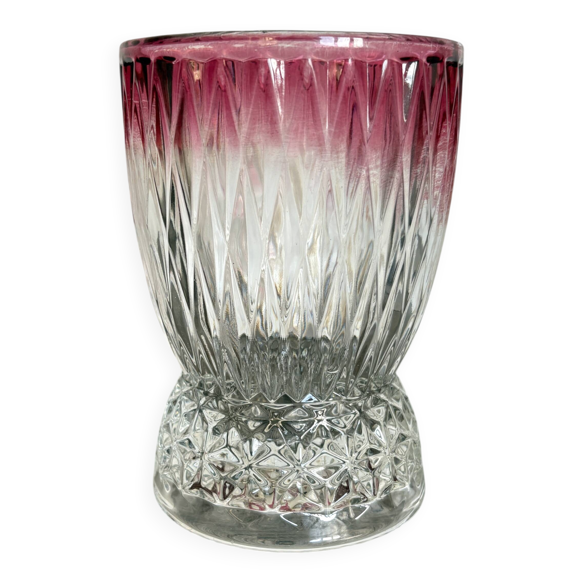 Art Deco vase in cut glass Ruby & Diamond