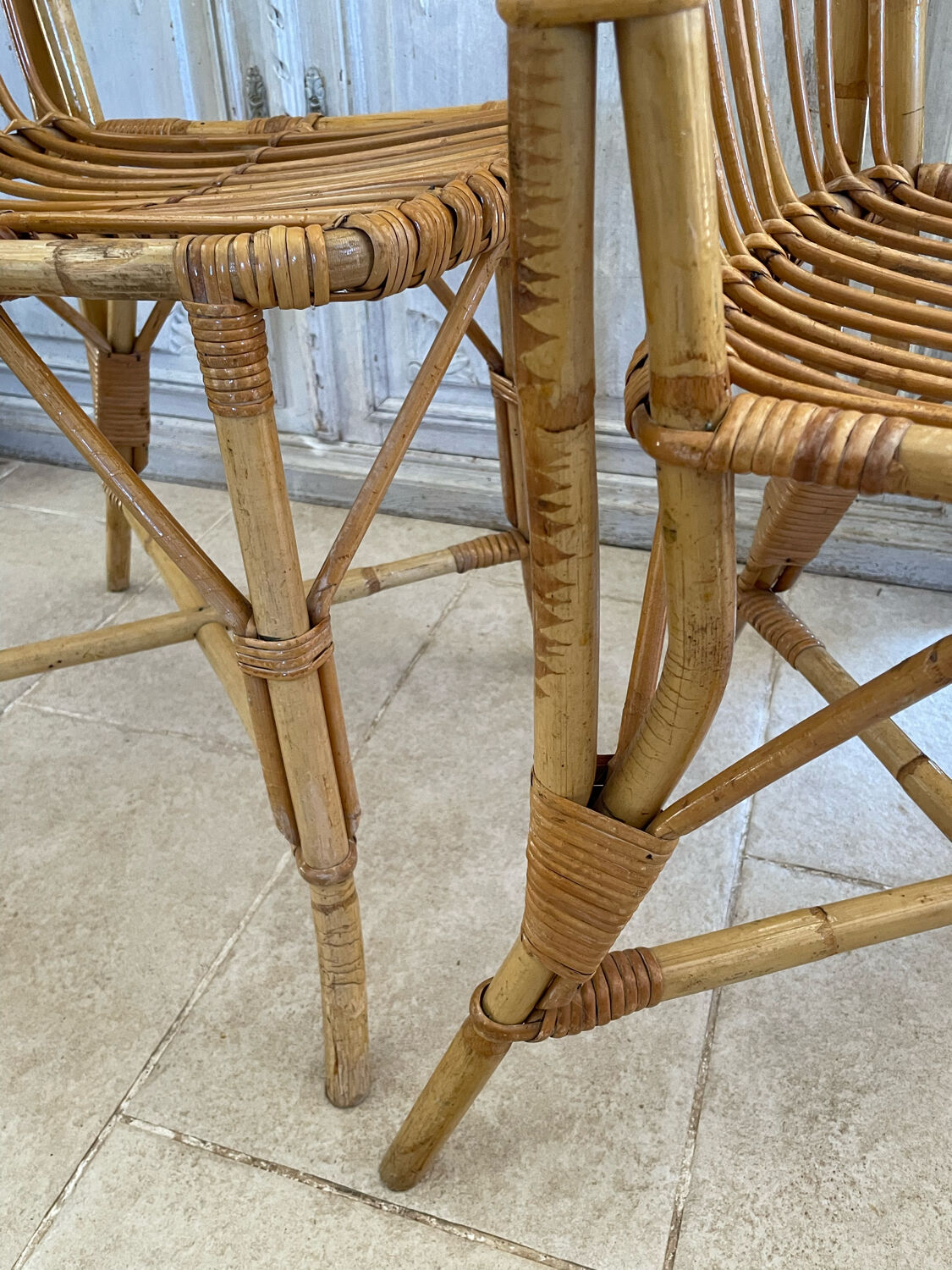 Set of four rattan chairs
