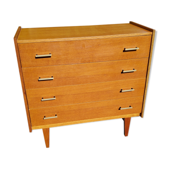 1950s compact in blond oak compass feet 4 drawers