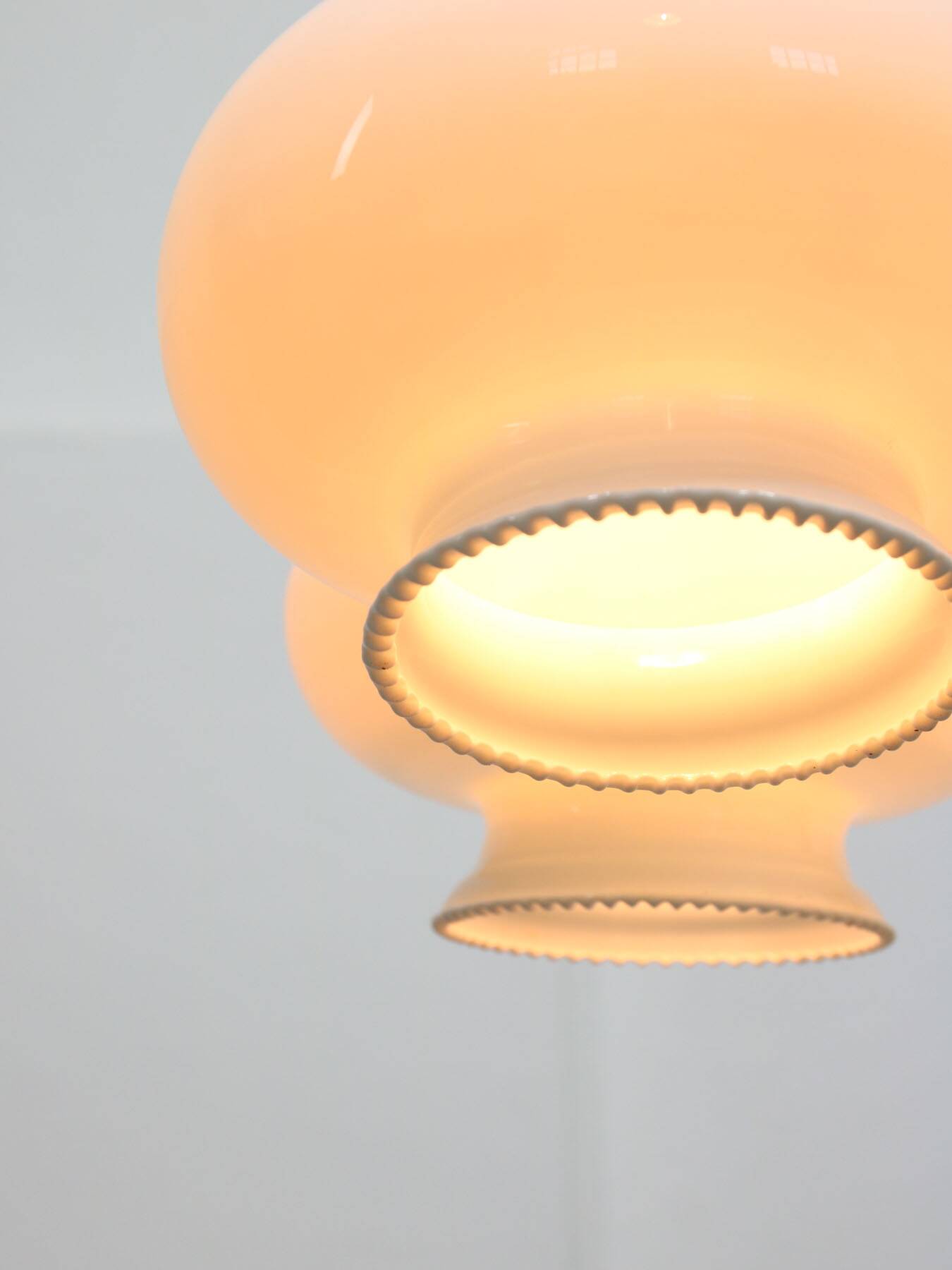 Mid-Century Italian Opaline Glass & Brass Pendant Lamp, set of 3