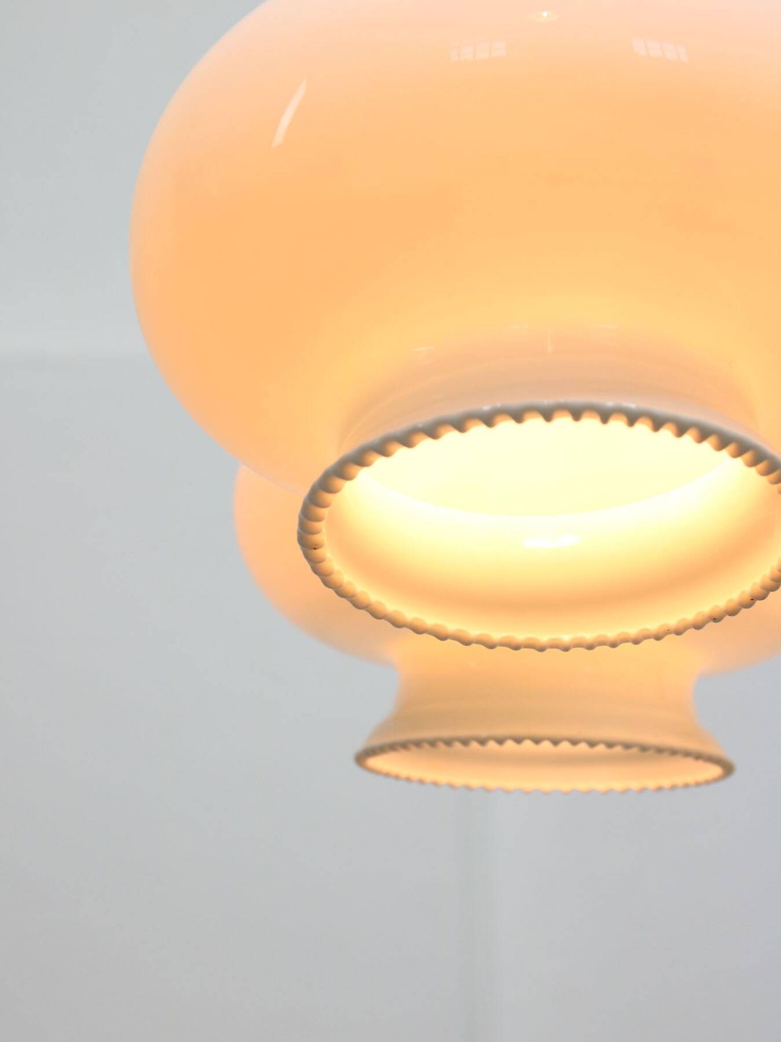 Mid-Century Italian Opaline Glass & Brass Pendant Lamp, set of 3