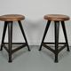 Pair of Industrial Steel Factory Stools By Rowac Robert Wagner Chemnitz, 1930s
