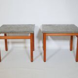 Mid-century side table set teak slate table 60s 70s vintage