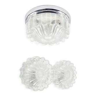 Mid-Century Flower-Shaped Glass Flush Mount and 2 Wall Lamps from Limburg, Germany, 1970s