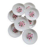 8 Gien dinner plates with rose decoration — 1960s-70s