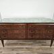 Vintage six-drawer oak chest of drawers with glass top, 1960