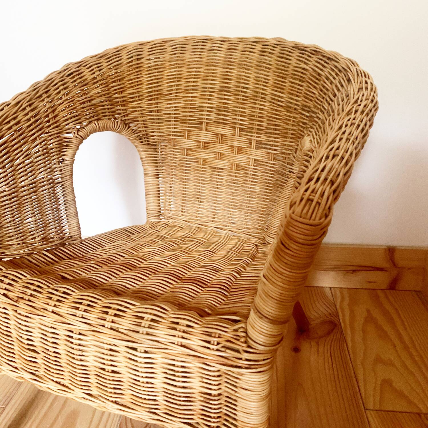 Vintage children's armchair in wicker and rattan