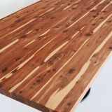 Solid cypress wood table with vintage central leg