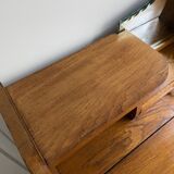 Wooden console table / vintage folding desk with mirror and small drawer