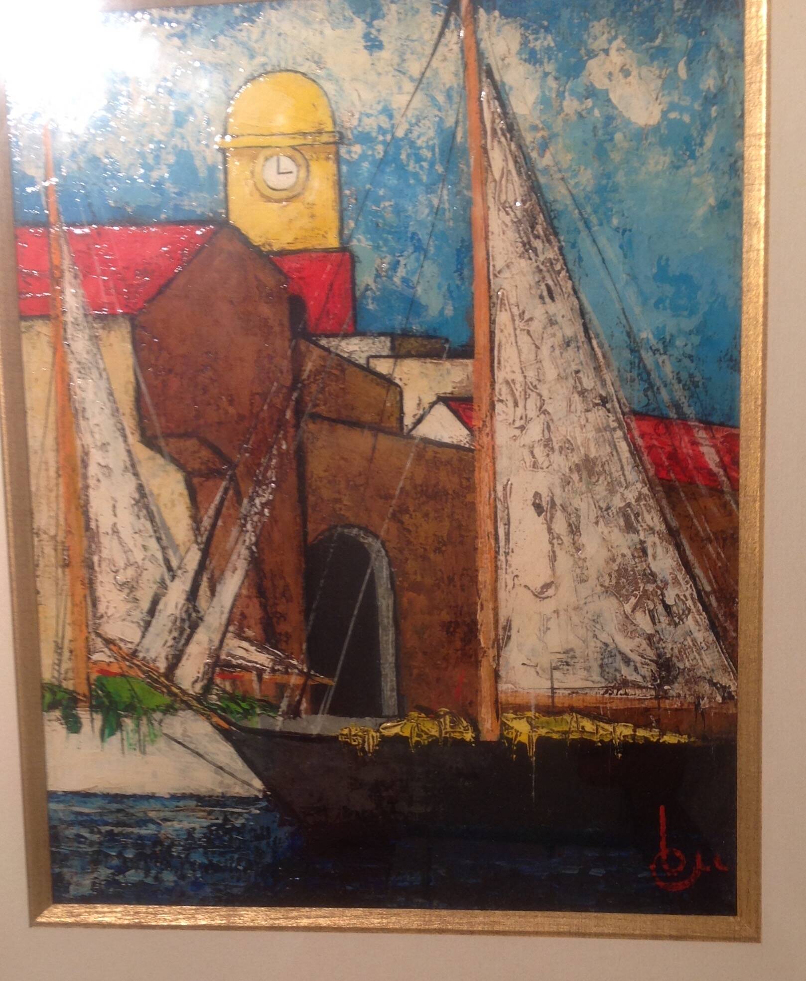Tableau Saint Tropez  ilio burruni artiste peintre italien