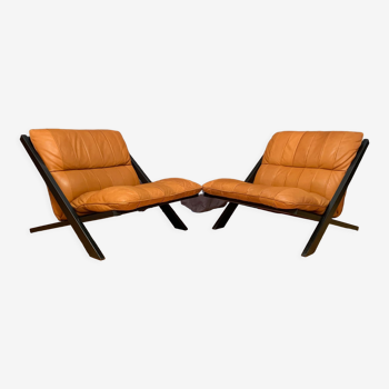 Pair of armchairs by Ueli Berger, De Sede, Switzerland, 1970s.