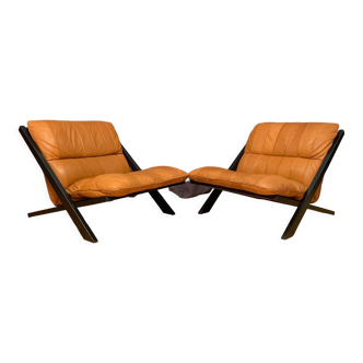 Pair of armchairs by Ueli Berger, De Sede, Switzerland, 1970s.