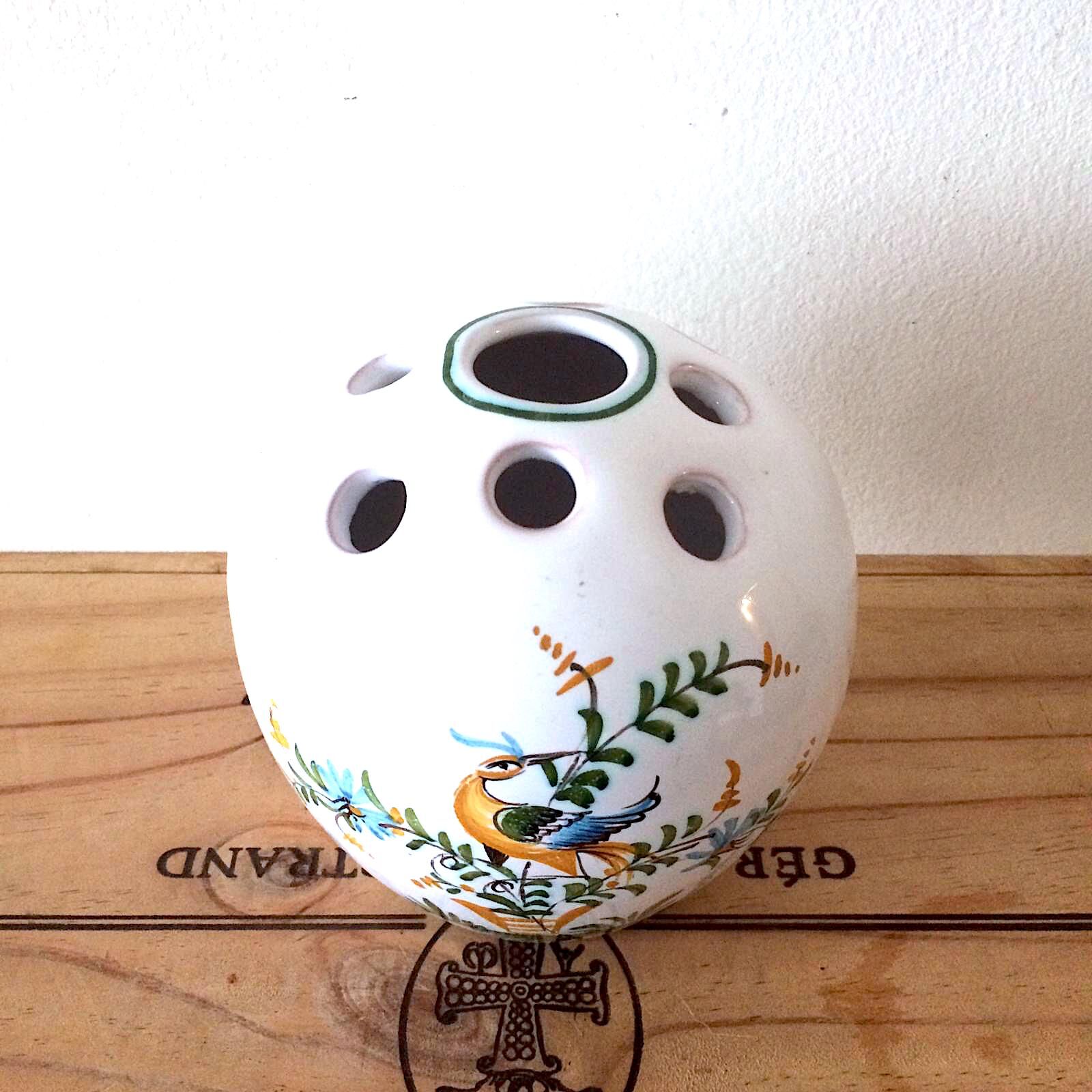 Vase lallier earthenware flowers in Moustiers