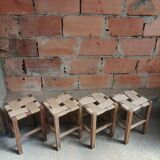 Set of 4 authentic wooden stools