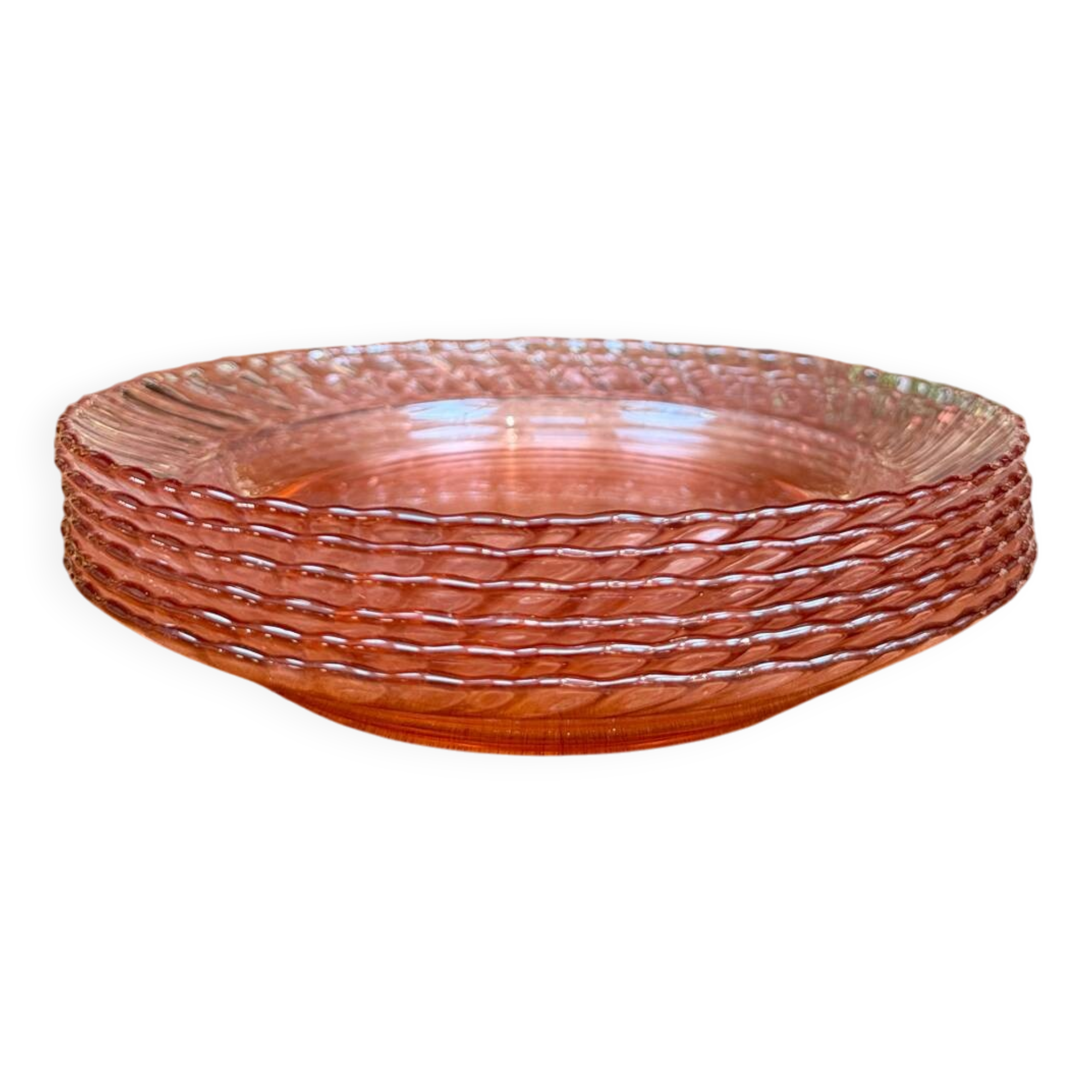 Set of 6 Rosaline pink soup plates