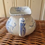 Art deco, broc pitcher iron earth bouquets creil montereau