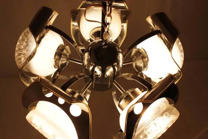 Big Italian Design Murano Mazzega Chandelier, 1970s