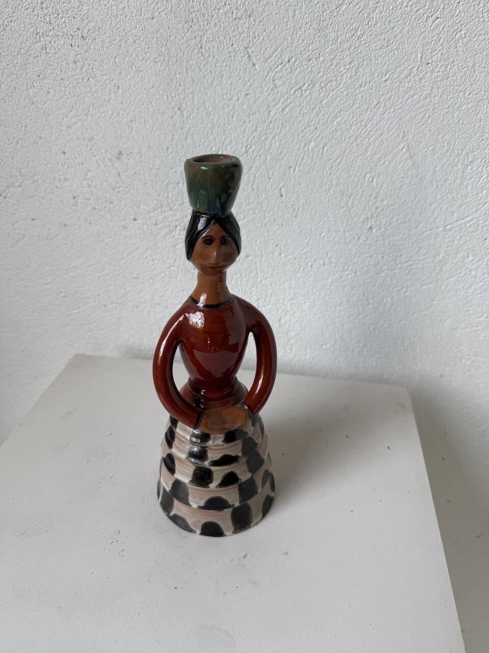 Ceramic candle holder for women, 1920/1930, Soufflenheim