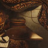 Ecole lombarde du XVIIIe siècle, nature morte avec instruments de musique