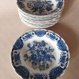12 assiettes creuses anglaises Ridgway "Windsor" bleu