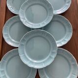 15 turquoise ceramic starter/dessert plates, Sarreguemines style