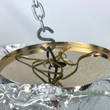 Vintage La Murrina ceiling lamp in clear Murano glass and brass. Italy 1980s
