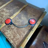 Vintage double hook in metal and plastic red and black