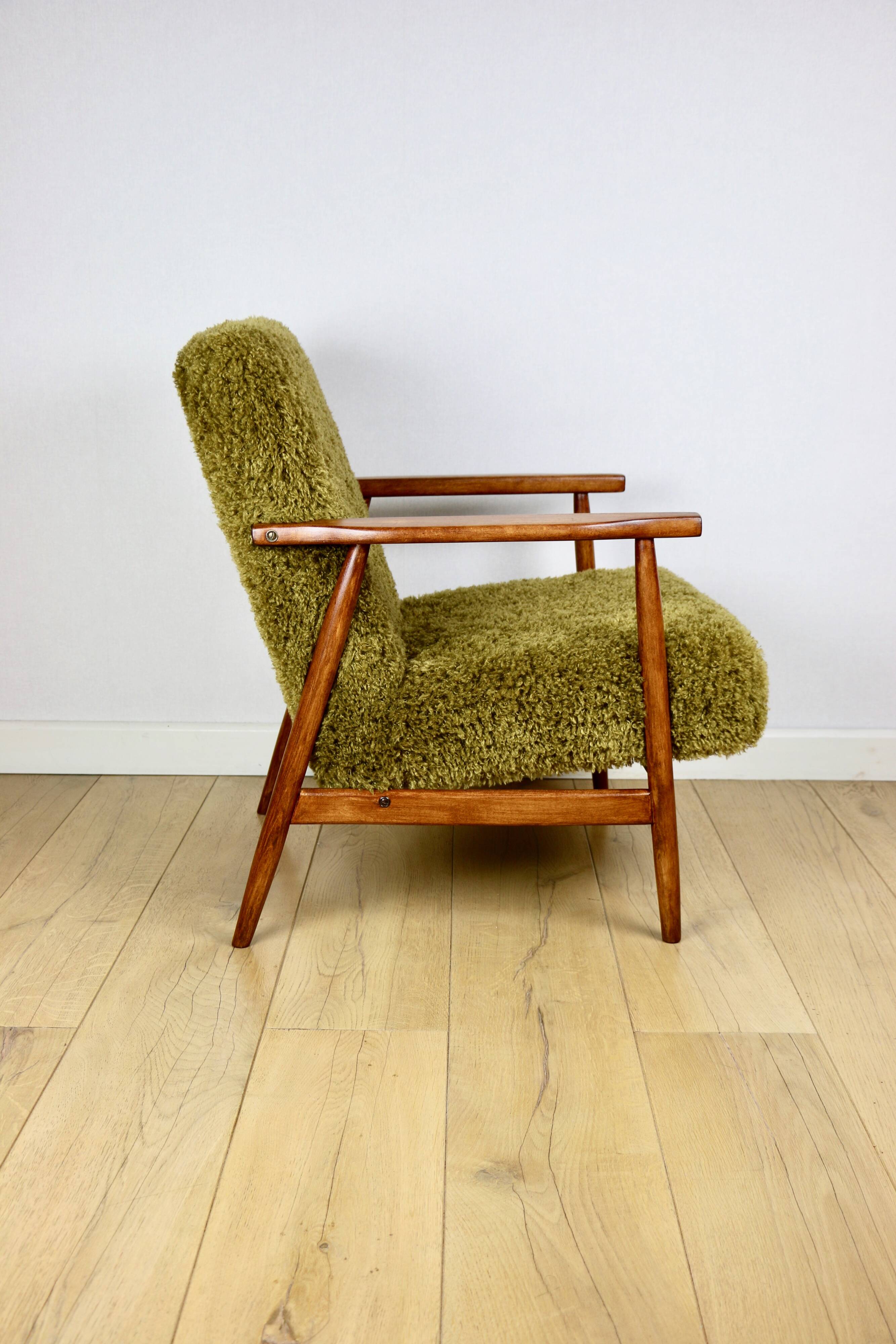 Vintage armchair, 1970s, red fox - high pile Camel