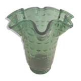 Green Italian Empoli vase, blown and bubbled glass, 1960
