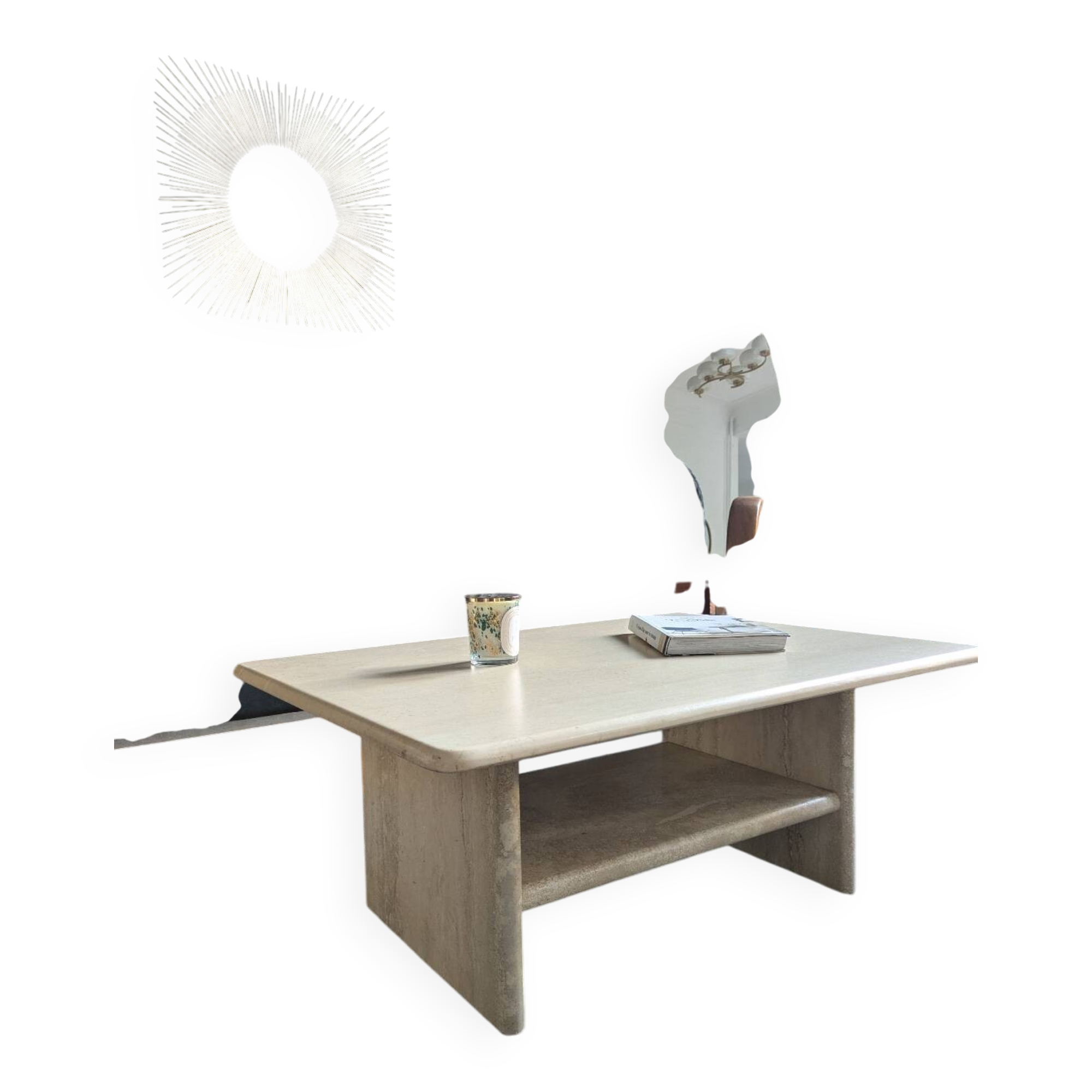 Vintage coffee table in travertine