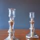 Pair Of Old Candlesticks In Eglomized/Mercurized Glass