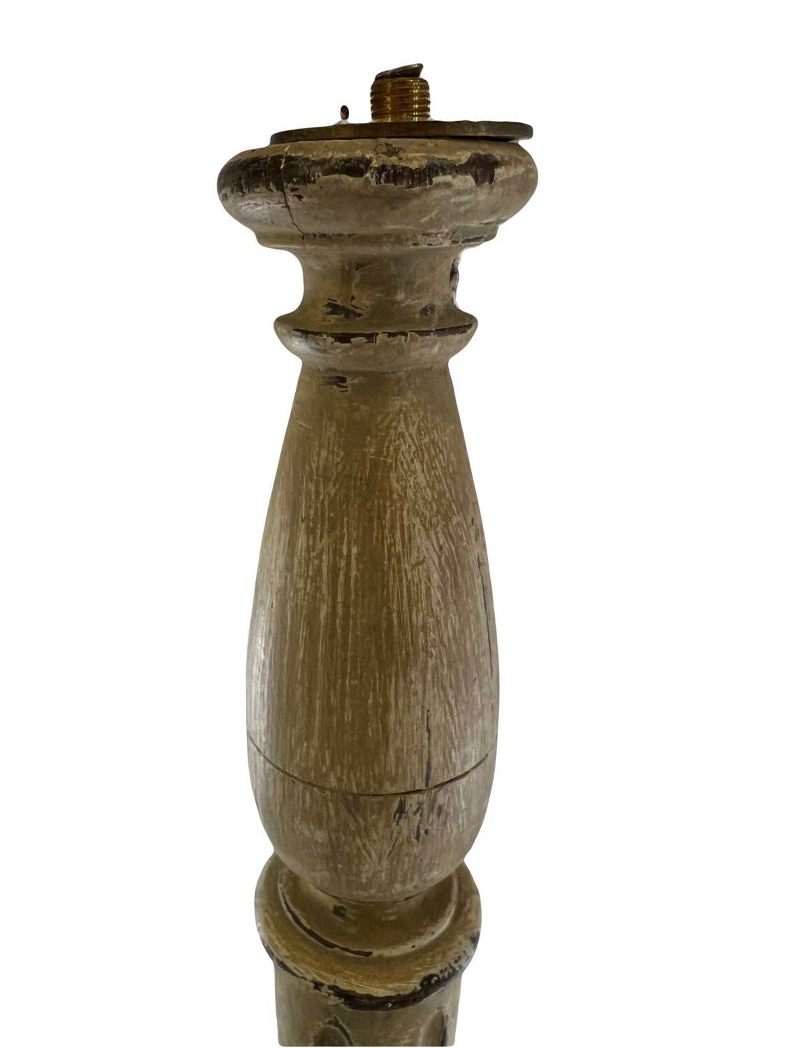 Patina wooden baluster lamp base