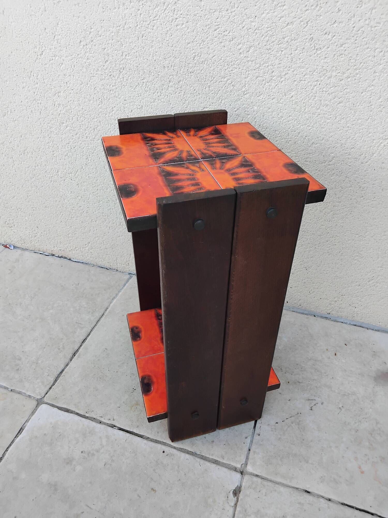 Vintage 1970s pedestal table ceramic