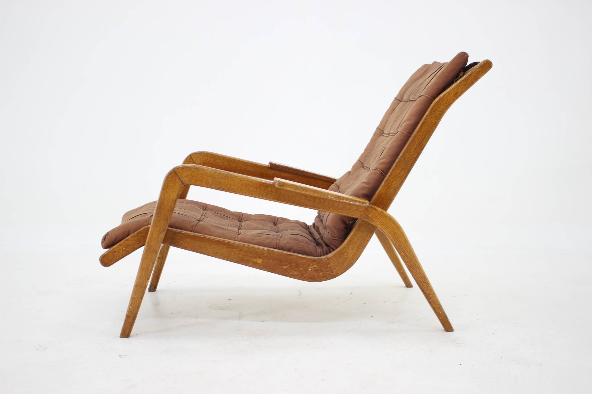 1960s Jan Vanek Very Rare Relaxing Oak Armchair, Czechoslovakia
