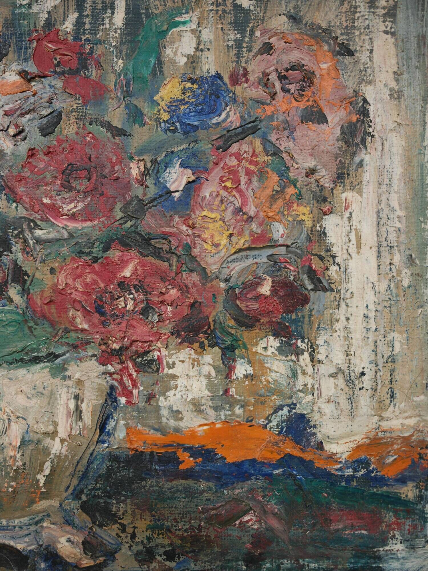 Modernist oil on canvas 'Flowers' by Branislava Modelska-Jovanovic