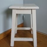 Square workshop stool painted white
