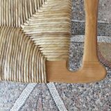 Tabouret de bar haut en teck et rotin