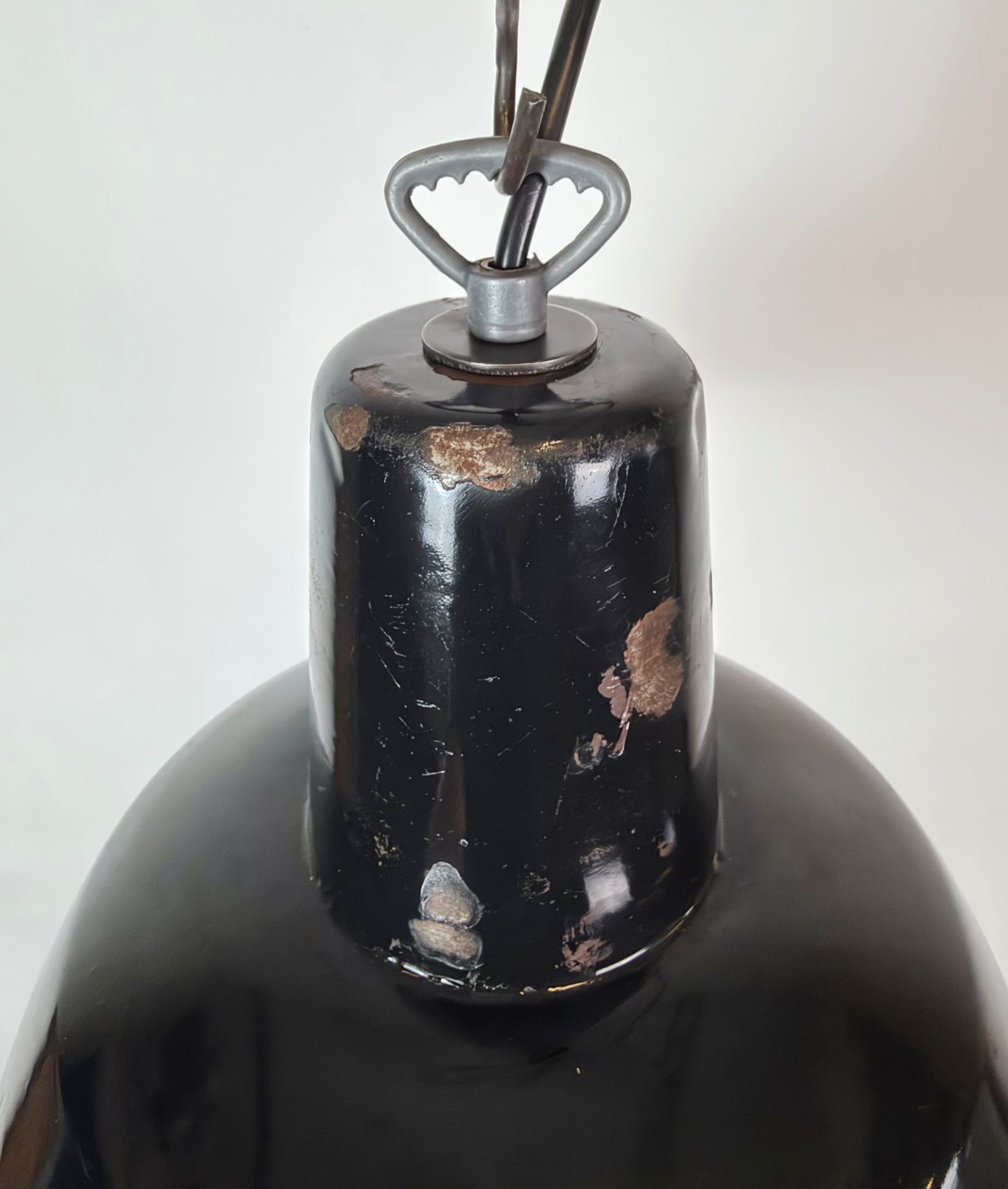 Industrial Black Enamel Factory Pendant Lamp, 1950s